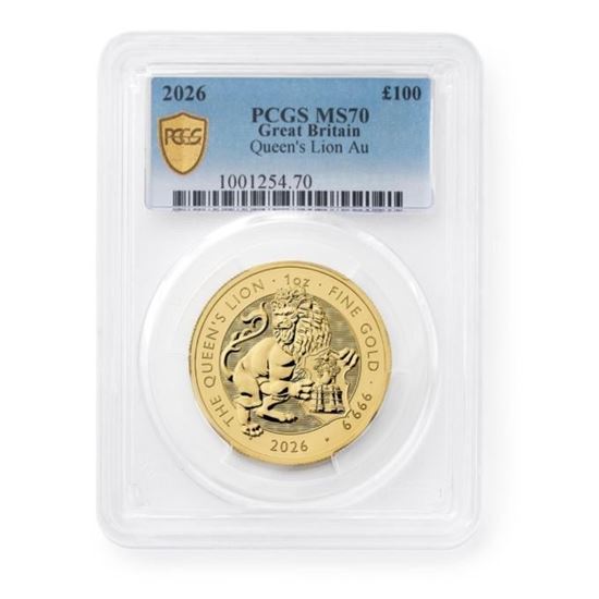 PCGS 2026 1oz Tudor Beast 'Queen's Lion' Gold MS70