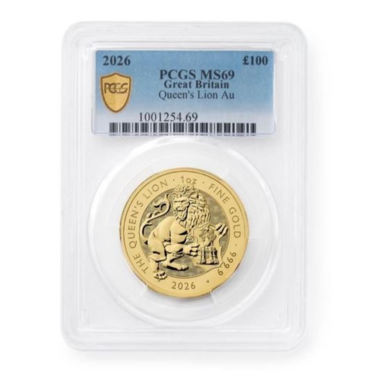 PCGS 2026 1oz Tudor Beast 'Queen's Lion' Gold MS69
