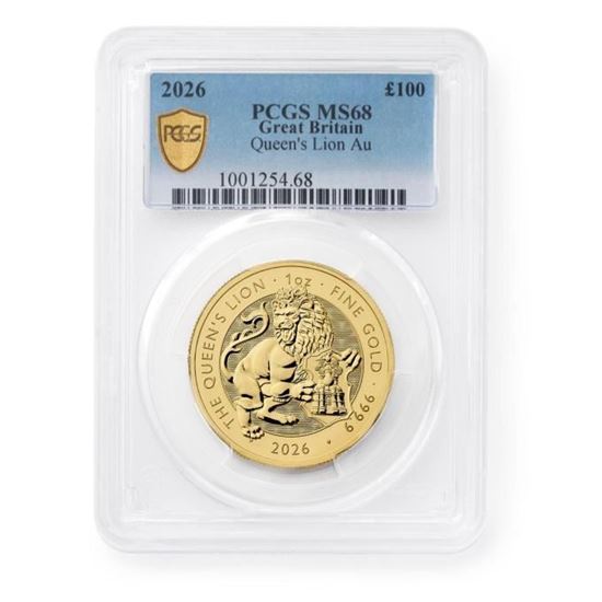 PCGS 2026 1oz Tudor Beast 'Queen's Lion' Gold MS68