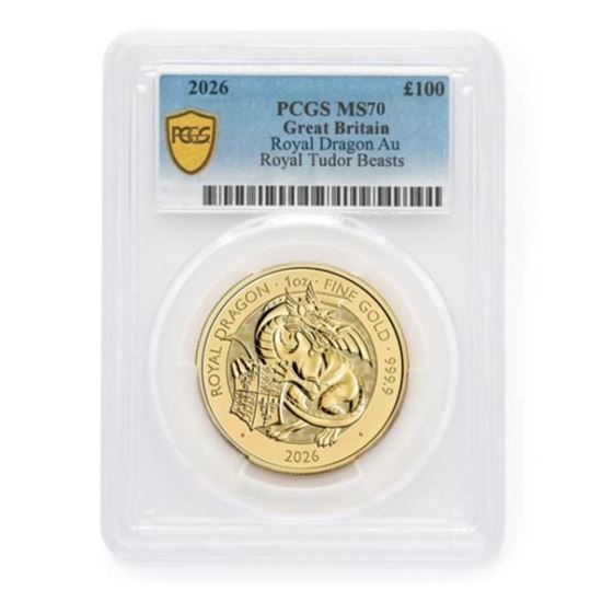 PCGS 2026 1oz Tudor Beast 'Royal Dragon' Gold MS70